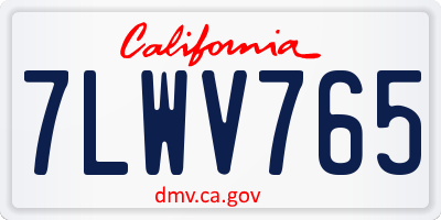 CA license plate 7LWV765