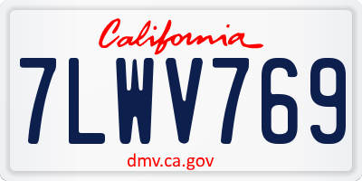 CA license plate 7LWV769