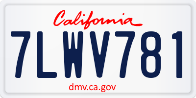 CA license plate 7LWV781
