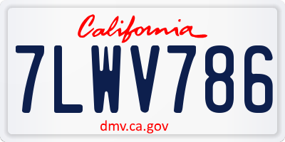 CA license plate 7LWV786