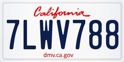 CA license plate 7LWV788