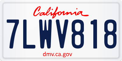 CA license plate 7LWV818