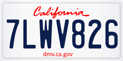 CA license plate 7LWV826