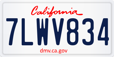 CA license plate 7LWV834