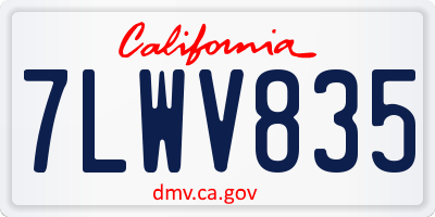 CA license plate 7LWV835