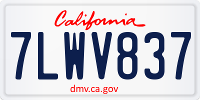 CA license plate 7LWV837