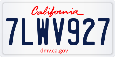 CA license plate 7LWV927