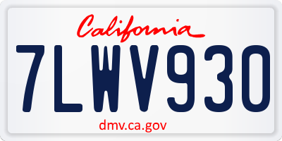 CA license plate 7LWV930
