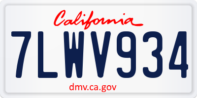CA license plate 7LWV934
