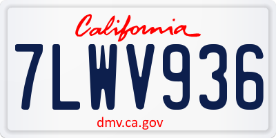 CA license plate 7LWV936