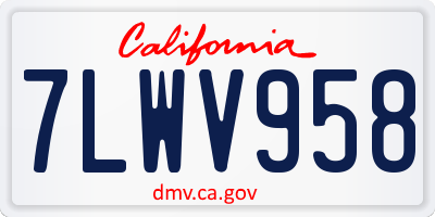 CA license plate 7LWV958