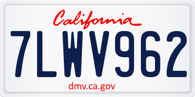 CA license plate 7LWV962