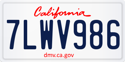 CA license plate 7LWV986