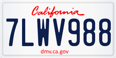 CA license plate 7LWV988
