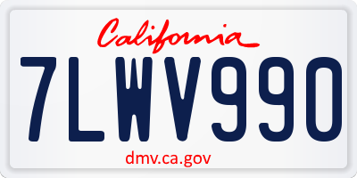 CA license plate 7LWV990