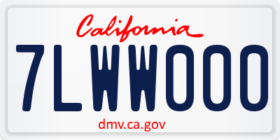 CA license plate 7LWW000