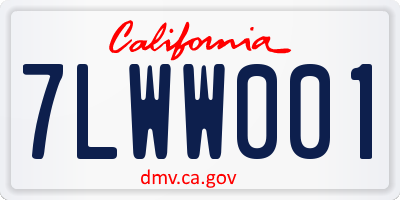 CA license plate 7LWW001
