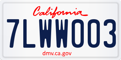 CA license plate 7LWW003