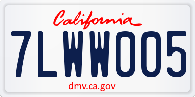 CA license plate 7LWW005