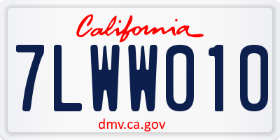 CA license plate 7LWW010