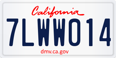 CA license plate 7LWW014