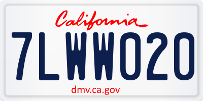 CA license plate 7LWW020
