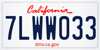 CA license plate 7LWW033