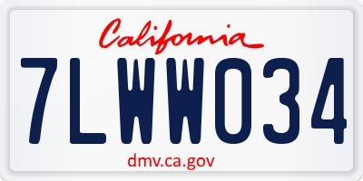 CA license plate 7LWW034