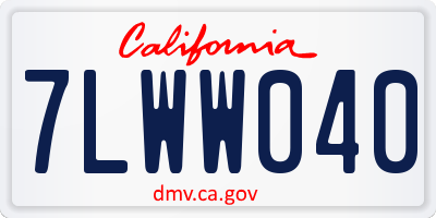 CA license plate 7LWW040