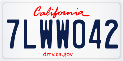 CA license plate 7LWW042