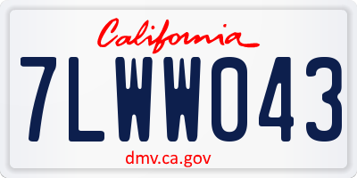 CA license plate 7LWW043