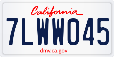 CA license plate 7LWW045
