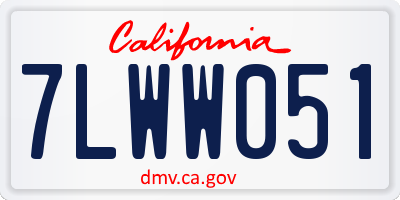 CA license plate 7LWW051