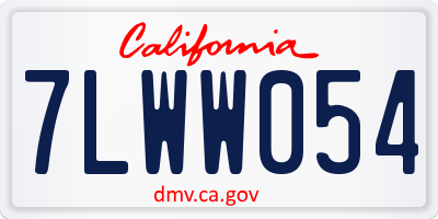 CA license plate 7LWW054