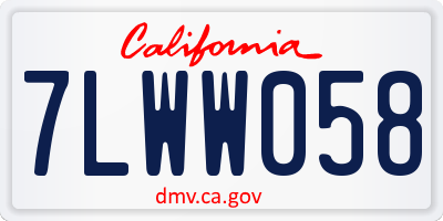 CA license plate 7LWW058