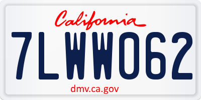 CA license plate 7LWW062