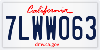 CA license plate 7LWW063