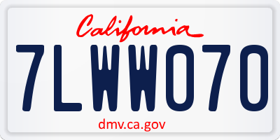 CA license plate 7LWW070