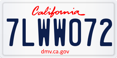 CA license plate 7LWW072