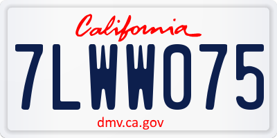 CA license plate 7LWW075