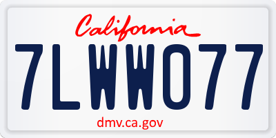 CA license plate 7LWW077
