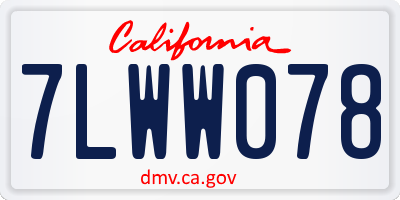 CA license plate 7LWW078