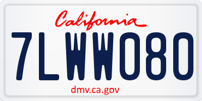 CA license plate 7LWW080