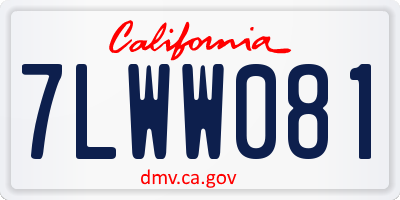 CA license plate 7LWW081