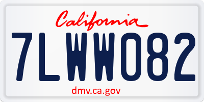 CA license plate 7LWW082
