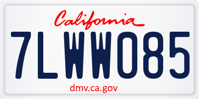 CA license plate 7LWW085