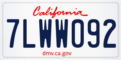 CA license plate 7LWW092