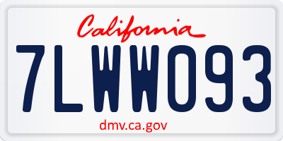 CA license plate 7LWW093