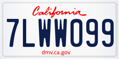 CA license plate 7LWW099