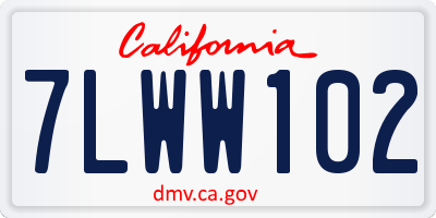 CA license plate 7LWW102